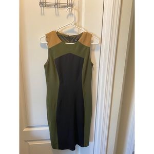 Black, Green, and Tan Work Dress